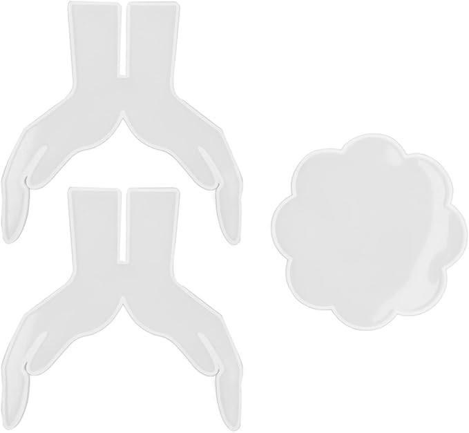 3Pcs DIY Silicone Flower Pot Shelf Mold Easy Demoulding Unique Shape Suitable for Resin Crafts (Double-Hand Flat pad Mold 60-742)