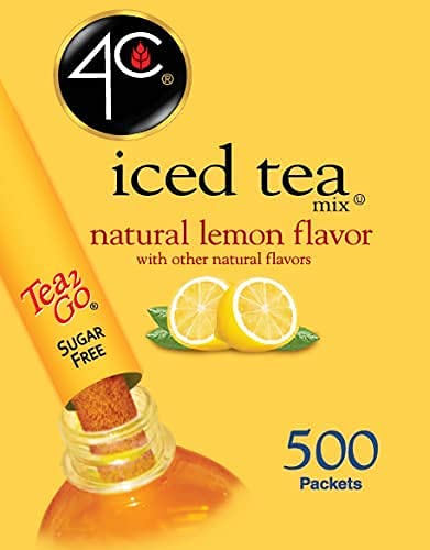 4C Powder Drink Stix, Lemon Tea 500 Count, Bulk Buy, Singles Stix, On the Go, Refreshing Water Flavorings, Value Pack