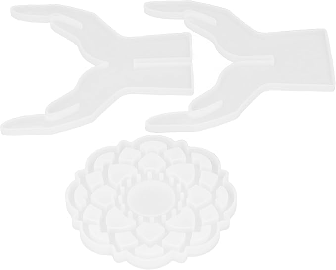 3Pcs DIY Silicone Flower Pot Shelf Mold Easy Demoulding Unique Shape Suitable for Resin Crafts (Double-Hand Hollow Cushion Mold 60-743)