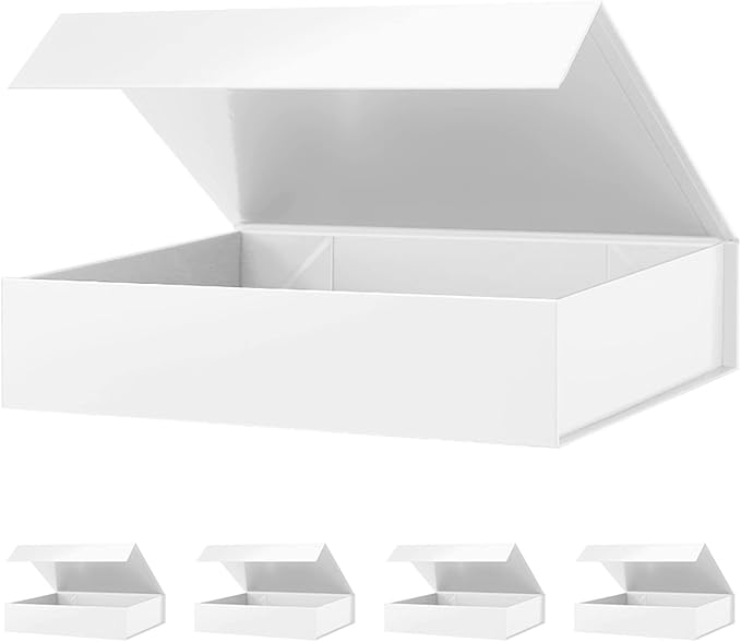 Mother's Day Gift Boxes White 11x7.8x2.3 Inches, Gift Boxes with Magnetic Closure, Shirt Gift Boxes, Gift Boxes with Lids for Presents, Magnetic Gift Boxes for Wrapping Gifts (5 Pack)