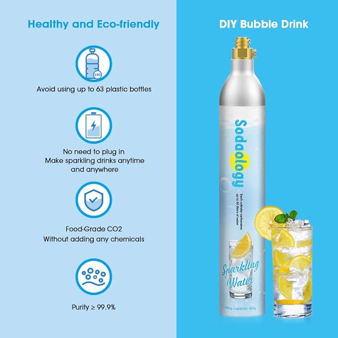 SODAOO LOGY 60L Co2 Carbonator Compatible with Sodastream Appliances [NOT for Art & Terra],14.5oz, Set of 3