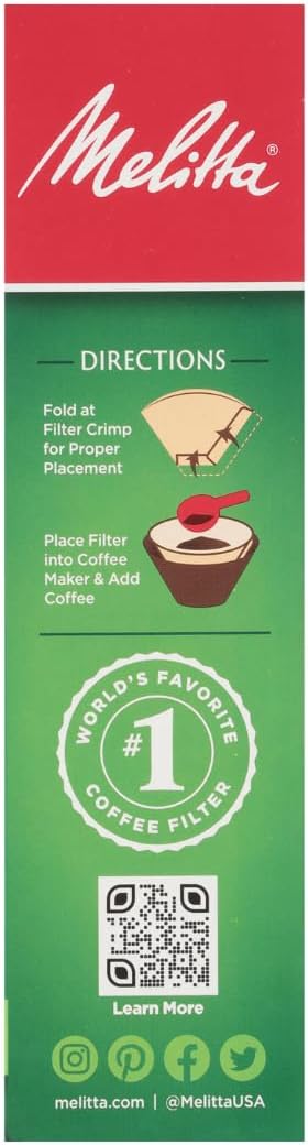 Melitta #4 Cone Coffee Filters, Unbleached Natural Brown, 100 Count (Pack of 3), 300 Total Filters - Packaging May Vary