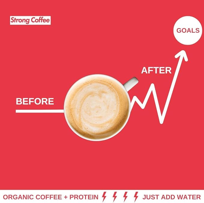 STRONG COFFEE COMPANY Instant Vanilla Latte Travel Pack - - 15g Protein, Instant Protein Coffee with Collagen, Adaptogens & Nootropics, No Crash, No Jitters, 7 Servings Bag