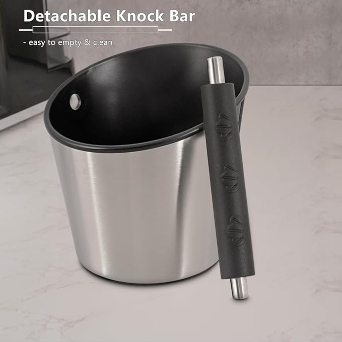 CAFEMASY Espresso Knock Box Barista-Tools - Mini Size Stainless Steel Coffee Puck Disposal Knock Box Espresso Machine Accessories Knock Out Box Container Dump Bin