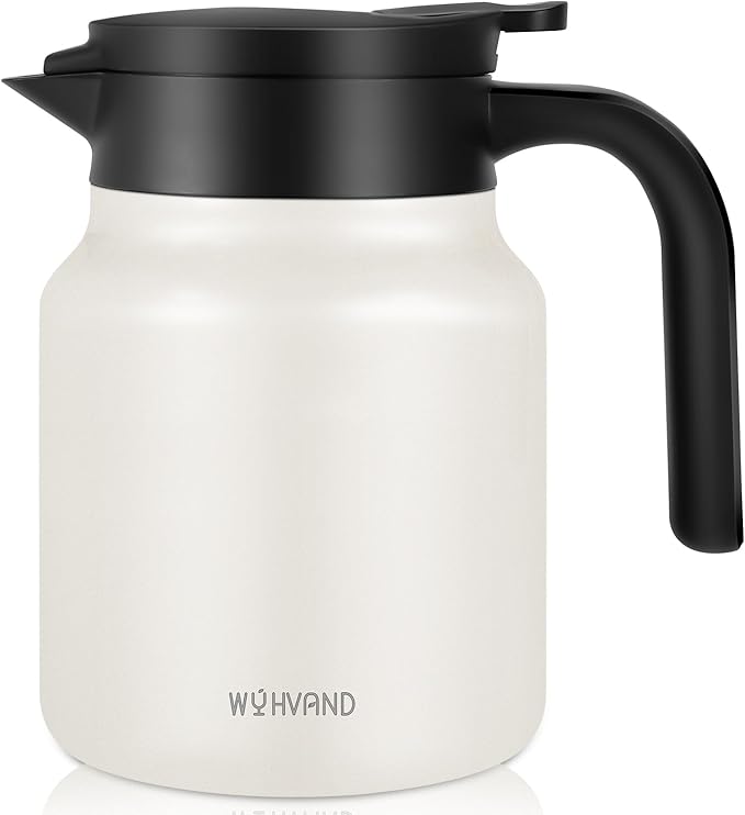 34Oz Thermal Coffee Carafes For Keeping Hot/Cold, Stainless Steel Coffee Carafe, Dustproof Insulated Water Carafe for Party/Home, Cream