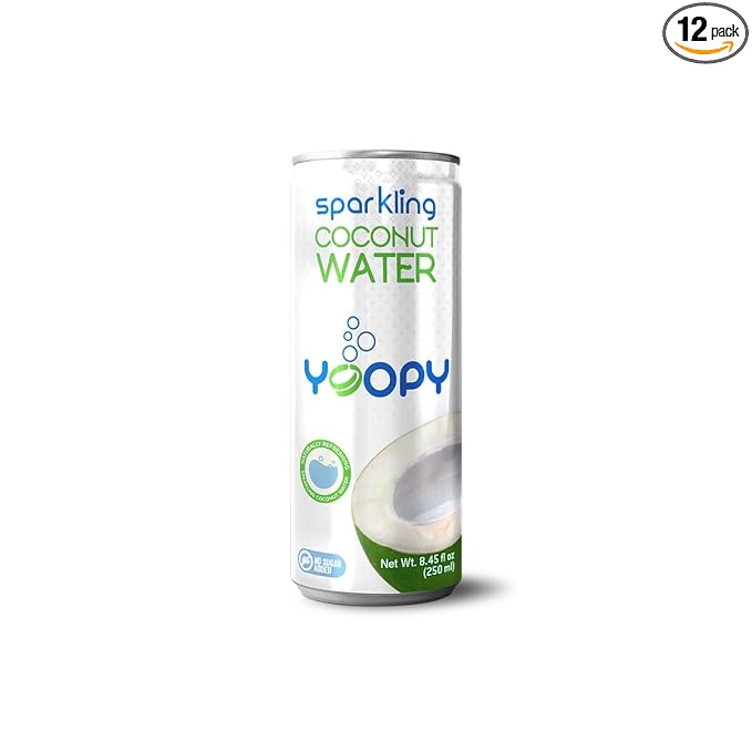 Yoopy Sparkling Coconut Water – Refreshing, Low Calorie, No Sugar Added | 12 Pack (8.45 fl oz Cans)