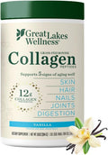 Great Lakes Wellness Collagen Peptides Powder for Skin, Hair, Nails, Joints & Digestion - Vanilla Flavored - Quick Dissolve Hydrolyzed, Non-GMO, Kosher - 10 oz