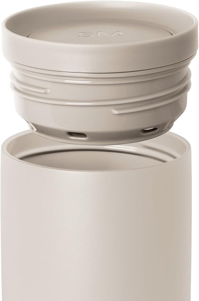 Simple Modern Travel Coffee Mug Tumbler with 360° Lid | Ceramic-Lined Insulated Stainless Steel Cold Brew Iced Coffee Cup Thermos | Gift for Women Men Her Him | Voyager Signature | 16oz | Almond Birch