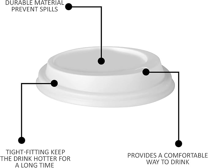Smygoods Coffee Cup Lids, Dome Lid for 10/24 Ounce cups, Paper cups, White, 50 Count [No Cups Included]
