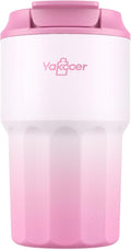 16 oz Coffee Insulated Tumbler with Lid and Flip Straw, Leak-Proof Food Grade 304 Stainless Steel Travel Coffee Mug, Double Wall Vacuum Cup for Hot and Cold Drinks (Gradient Pink)