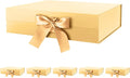 HAPPY POTATO 6 Large Christmas Gift Boxes with Lids and Ribbon 13.5x9x4.1 Inches, Bridesmaid Proposal Boxes, Gold Gift Boxes for presents (Glossy Gold, Pack of 6)