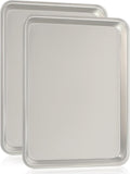 Commercial Quality Baking Sheet Pan Set, Natural Aluminum Cookie Sheet, Umite Chef Encapsulated Galvanized Steel Rim Warp Resistant Baker's Quarter Sheet Pan, Cookie Tray Pans for Baking, Roasting