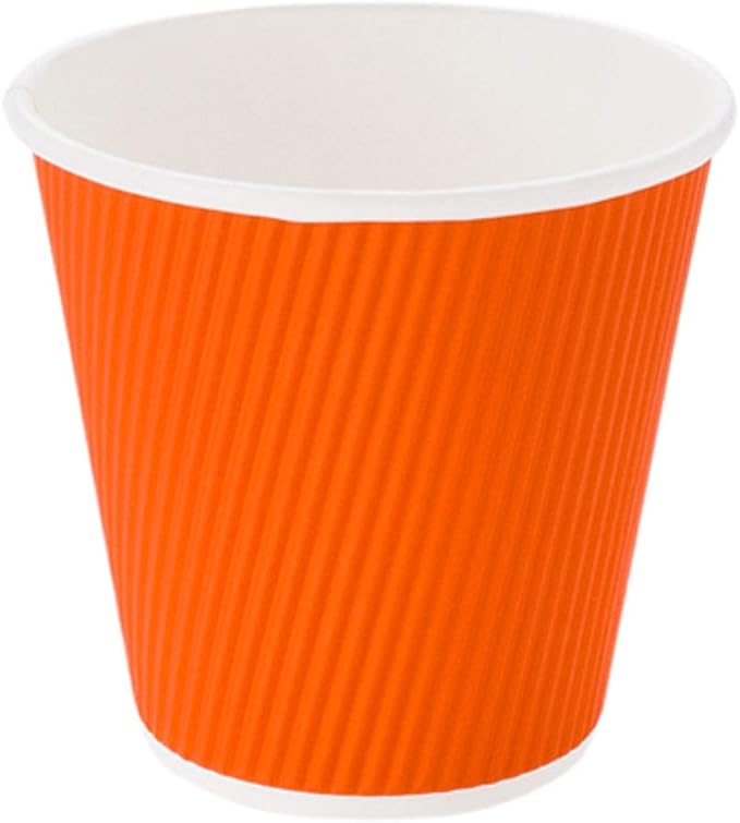 Restaurantware 8 Ounce Double Wall Disposable Coffee Cups, 500 Insulated Orange Paper Cups With Ripple Wall Design, Lids Sold Separately for Hot Beverages like Tea, Hot Chocolate, and More