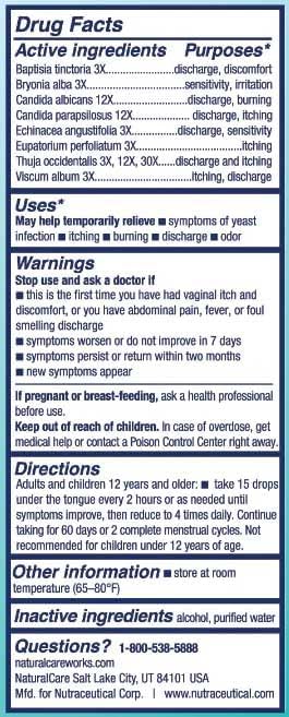 NaturalCare Candida Yeast Care, Homeopathic Liquid Drops, 1 fl. oz