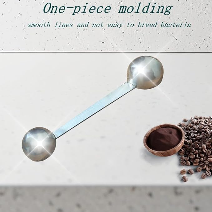 CoaGu Stainless Steel Coffee Scoop Set: Two-Piece Long Handle 1 Tbsp & 2 Tbsp Scoops for Effortless Serving from Large Coffee Bags and Baking Ingredients