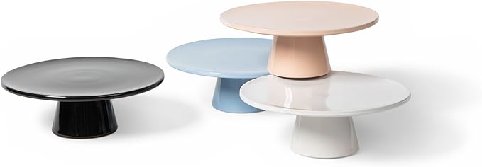 The Cake Stand -10" Ceramic Pedestal Cake Stand with Gloss Finish - Modern Display for Cakes, Cupcakes, Cookies & More - Perfect for Weddings, Birthdays & Baby Showers (White)
