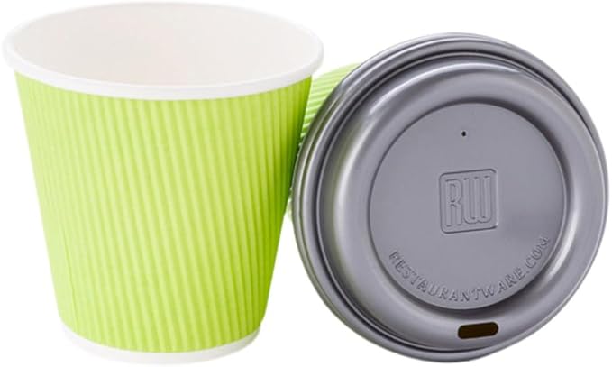 Restaurantware 8 Ounce Double Wall Disposable Coffee Cups, 500 Insulated Light Green Paper Tumblers, Ripple Wall Design, Lids Sold Separately for Hot Drinks like Tea, Hot Chocolate, and More