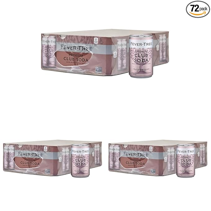 Fever-Tree Premium Club Soda Cans, 24pk/5.07 Fl Oz, No Artificial Sweeteners, Flavorings or Preservatives (Pack of 3)