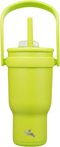 30 oz Tumbler with Side Handle, Insulated Water Bottle with Straw and 2 in 1 Lid, Stainless Steel Cup Travel Coffee Mug for Sports Office Gym,Green