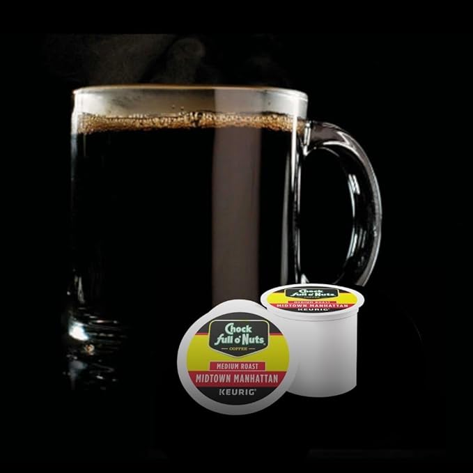 Chock full o’Nuts Midtown Manhattan Keurig K-Cup Pods for Keurig Brewers – Premium Arabica, Medium Roast – Single Serve – 4 Packs of 24 K-Cup Pods