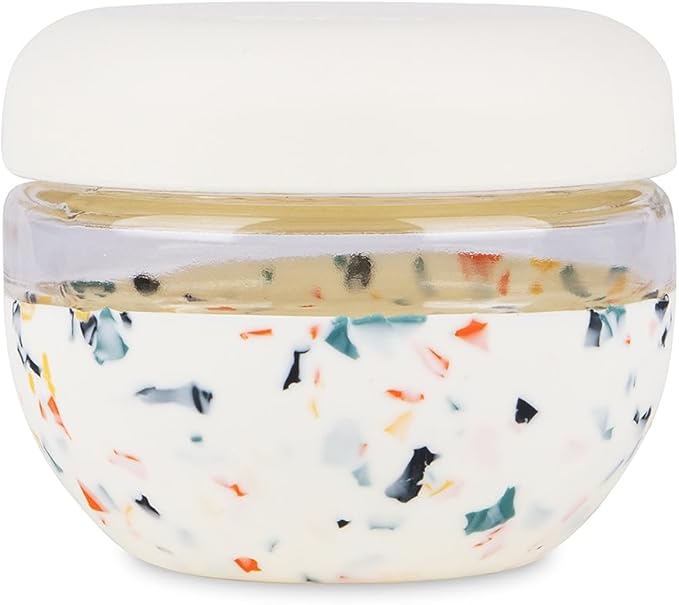 W&P Porter Seal Tight Glass Food Storage Container with Lid, Terrazzo Cream 16oz, Leak & Spill Proof Meal Prep Container, Microwave & Dishwasher Safe, Borosilicate Glass
