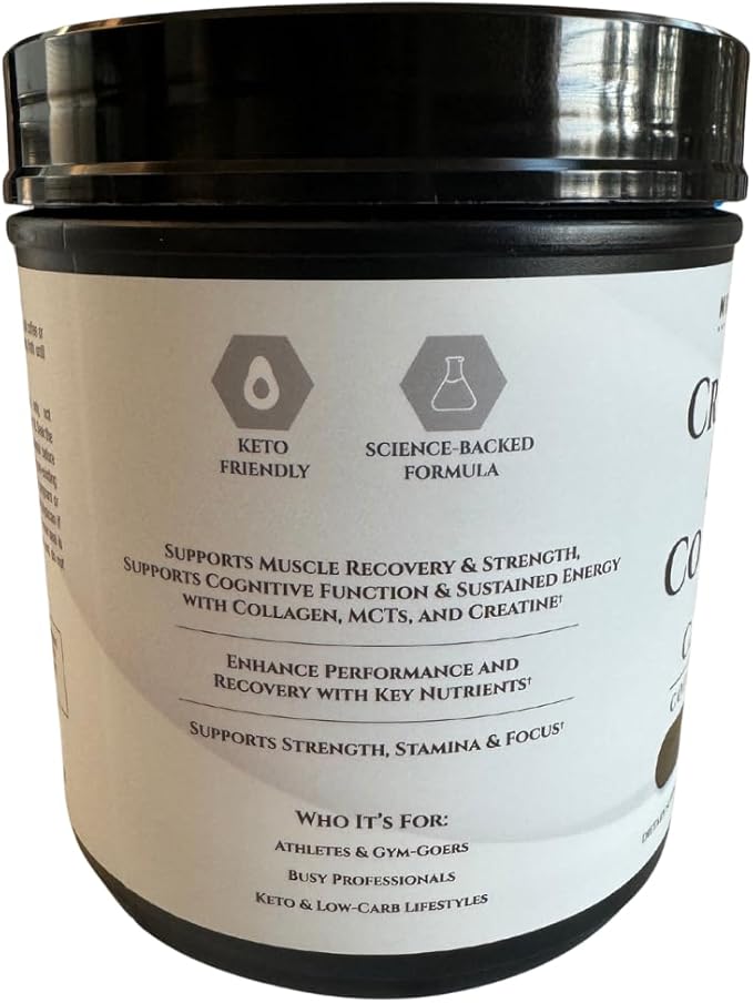 CreaFuel Creatine Collagen MCT Coconut Coffee Creamer Powder Sugar Free Keto and Paleo Friendly Supplement for Muscle Energy Brain Health Skin and Joint Support 30 Servings