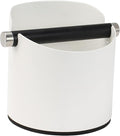Coffee Knock Box, Espresso Knock Box Stainless Steel Espresso Machine Accessories with Removable Knock Bar and Non-Slip Base Coffee Grounds Container Bin, Large (White)