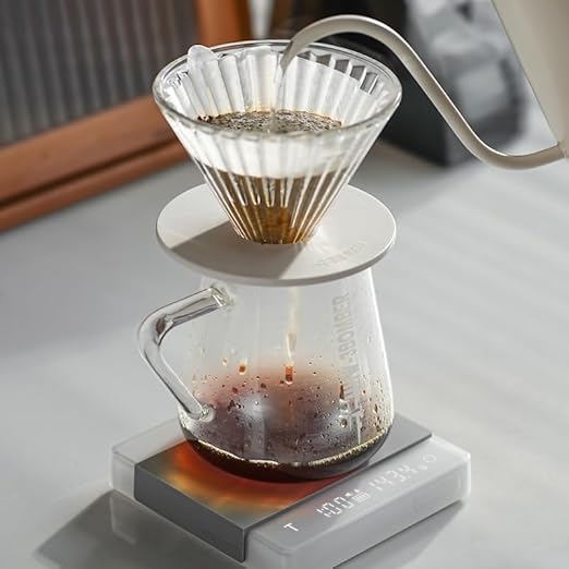MHW-3BOMBER Mini Coffee Scale with Auto Timing,Electronic Espresso Scale,Type-C Rechargeable Coffee Weight Scale,Tare Function,g/oz,LED Display,Digital Scale for Coffee/Kitchen,White ES6034W-OS
