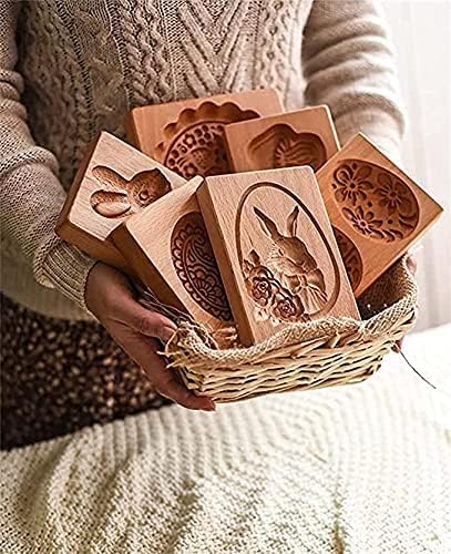 Wooden Cookie Biscuit Mold - Carved Baking Cutter and Embossing Stamp for DIY Shapes (Pine Cones)