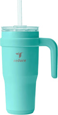Reduce 24 oz Stainless Steel Tumbler with Handle - Dual-Wall Vacuum Insulated Travel Mug, Sweat-Proof Lid & Reusable Straw - Keeps Drinks Cold for 24 Hrs, Fits Cupholders, Dishwasher Safe-Ocean Breeze