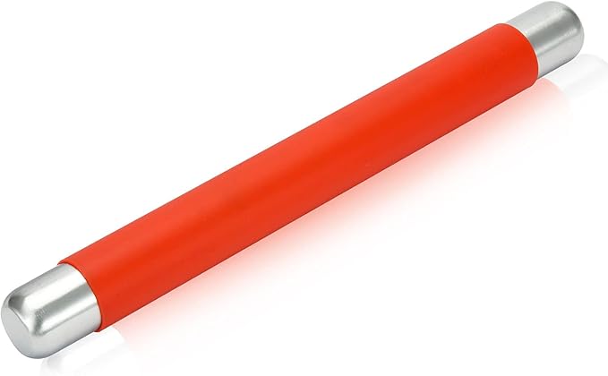 Rolling Pin Dough Roller for Baking with Thickened Non Stick Silicone Metal Handle Rolling Pin Stainless steel Fondant Roller Pin Cookie Pastry Kitchen Accessories 13.8 X 1.5 Inches