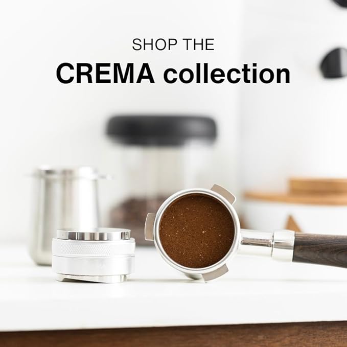 Crema Coffee Products 58mm Bottomless Naked Portafilter | Compatible with 58mm Breville Machines | Includes Double Shot Filter Basket | Olivewood