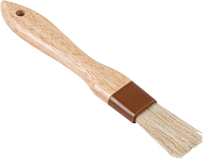 Restaurantware Pastry Tek 8.4 Inches Buttering Brush 1 Boar Bristles Pastry Brush - Hardwood Handle Built-In Hanging Hole Wood Basting Brush Sturdy Ferrule For Glazing And Basting
