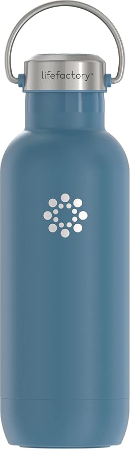 Lifefactory 20-Ounce Stainless Steel Vacuum-Insulated Sport Bottle, Dark Denim