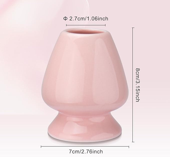 Matcha Tea Whisk Holder, 70mm Chasen Stand, Matcha Whisk Stand Ceramic Holder Chasen Stand fit for Traditional Japanese Tea Matcha Chasen Tea Set Accessories (pink)