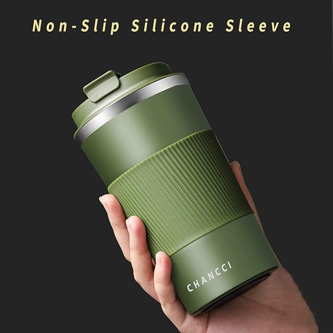 Travel Coffee Mug Spill Proof Leakproof 12 oz Insulated Coffee Mug with Screw Lid, Stainless Steel Vacuum Tumbler Reusable Thermal Coffee Cup to go for Hot and Cold Drinks -380ml,Dark Green