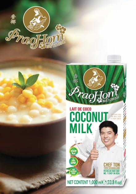 Praohom Coconut Milk 8.5 Fl Oz - Plant Based, Dairy Free Milk Alternative - Pure and Rich Thai Coconut Milk - No Added Sugar - Ideal for Cooking and Baking (250ml (pack of 6))