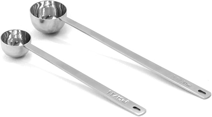 2Pcs Coffee Scoop Spoon - 1 Tbsp (15ml) & 2 Tbsp (30ml) Measuring Tablespoon - Stainless Steel Coffee Measuring Spoon - Long Handle Measuring Spoons for Ground Coffee, Loose Tea and Powder