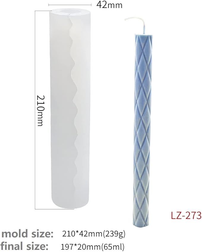 2 Pack Diamond Cylinder Twist Candle Mold - Silicone Mold for Cake Decoration, Round Shape Soap, Flower Fondant, and Resin