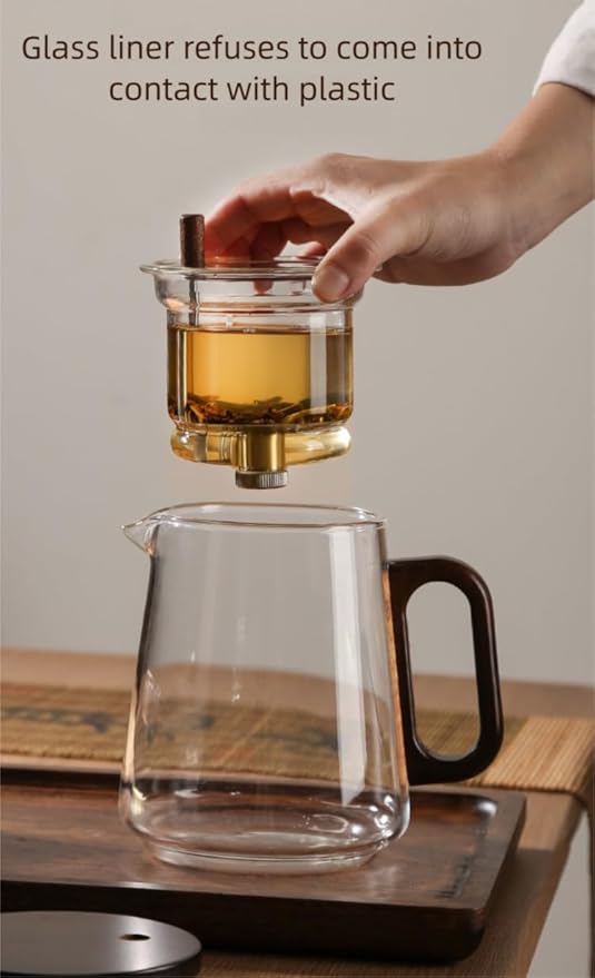 Glass Teapot with Removable Infuser, Loose Leaf Tea Brewing (Half circle shaped handle)