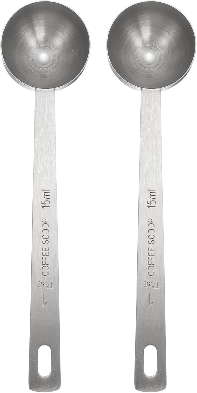 HARFINGTON 2pcs Coffee Scoop Spoon 1tbsp (3tsp, 15ml) 304 Stainless Steel Long Handle Teaspoon/Tablespoon Measuring Spoons Scoops for Tea Sugar Kitchen, Silver