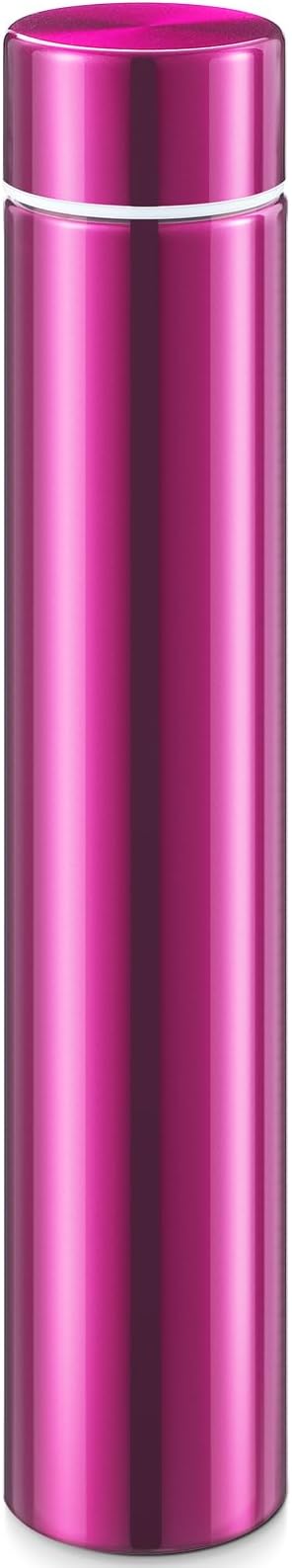 Vesici 1 Pack Slim Water Bottle 8.8 oz Small Stainless Steel Purse Compact Insulated Water Bottles Camping Travel Backpack Pocket Flask for Car Cold Coffee Tea (Hot Pink)