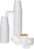 Smygoods White Disposable Paper Coffee Cups with Lids (8 OZ, 25 Count) For Hot Beverages, Tea, Espresso, Cocoa - To Go Drink Containers, Café & Office