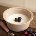 Microwave Silicone Steamer for Baby Food, Made In Korea, Oven & Dishwasher Safe to 482°F, Easy Clean, Microwave Pot with Handle & Lid, 100% Food Grade Steamer Bowl (Creme Brulee, 550ml + 800ml set)