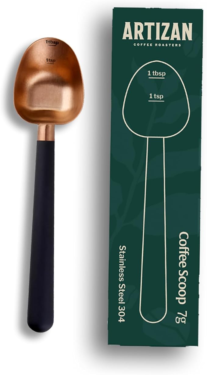 Artizan Coffee Roaster Long Handle Stainless Steel Copper Spoon - Scoop for Measuring Coffee, Tea & More 7G