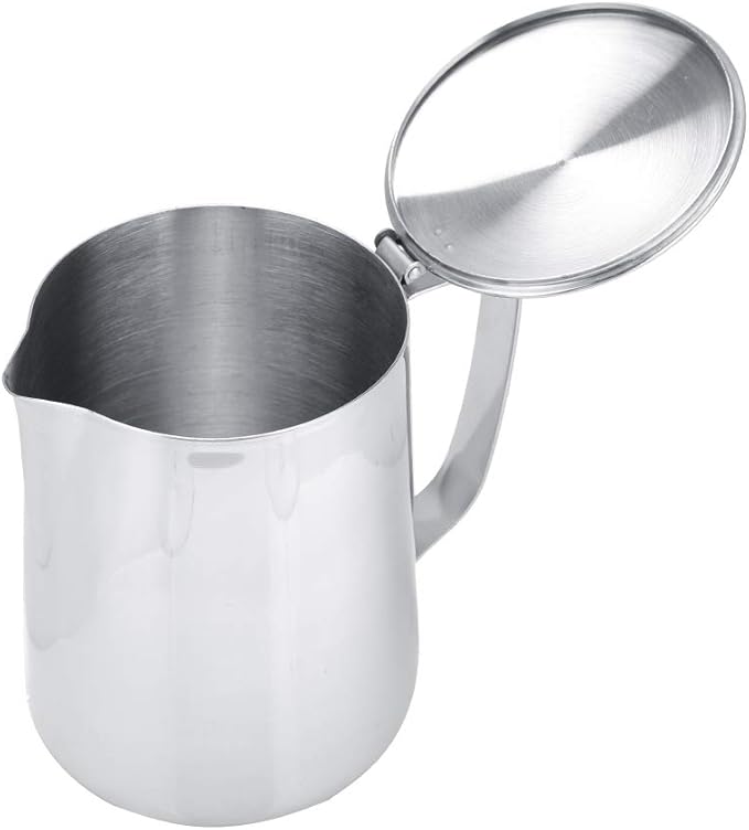 Stainless Steel Frothing Pitcher with Lid - 1500mL Milk Frothing Cup Jug for Espresso Machine Latte Coffee Art