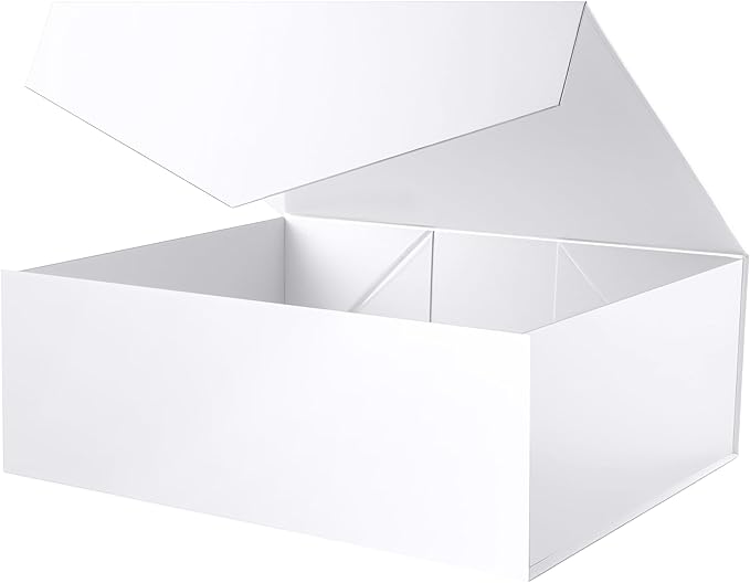 19.2x15.8x7 Inches, Extra Large Gift Box with Lid, Bridesmaid Proposal Box with Magnetic Closure, Giant Gift Box for Clothes and Large Gifts (Glossy White)