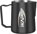 IKAPE Espresso Milk Pitcher, Espresso Steaming Pitcher with Sharp Spout for Espresso Barista Tool, 15.4 oz/450ml Milk Frothing Jug (Black)