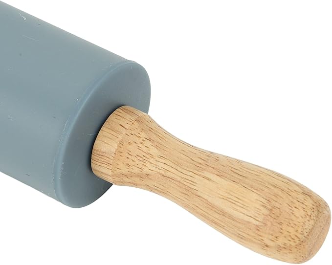 Large Silicone Rolling Pin Pastry Baking Mat Set for Kitchen (Grey)
