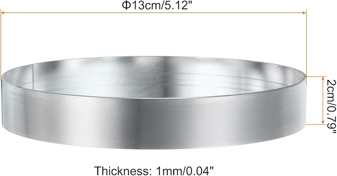 HARFINGTON Round Cake Ring 5.12 x 1 Inch Seamless Stainless Steel Pastry Mousse Dessert Ring Mirror Coating for Baking Cooking English Muffins Crumpet Making Tool